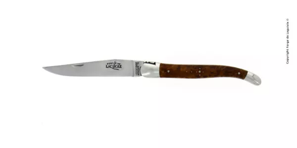 Couteau pliant ressort guilloché édition "Genêt" manche en thuya