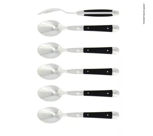 Kaffeelöffeln, finish glänzend mit Griff aus Schwarzer gepresster Verbundfaser, Set mit 6