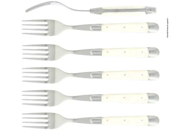Essgabeln, finish glänzend mit Griff aus knochen, Set mit 6