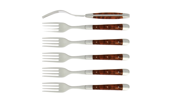 Fourchettes satinées en amourette, coffret de 6