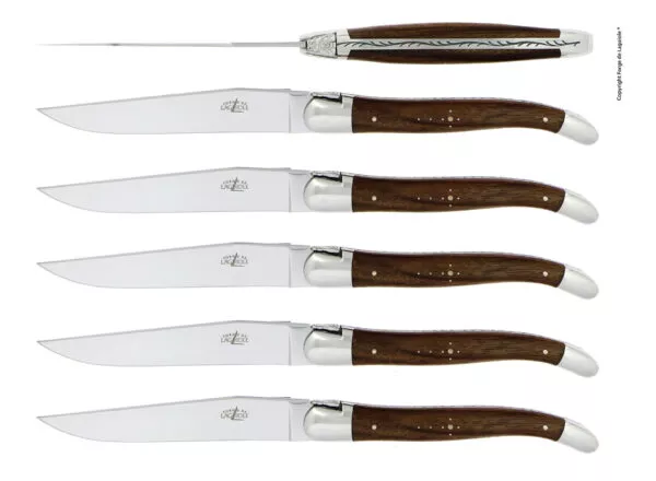 Couteaux de table brillants en noyer, coffret de 6