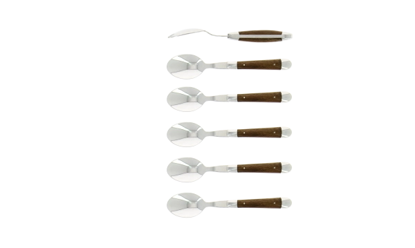 Cuillères à café, brillantes en noyer, coffret de 6