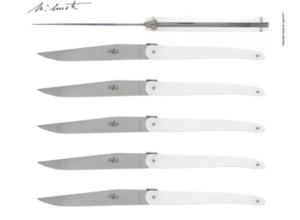 Couteaux de table Jean-Michel Wilmotte en dacryl® Blanc, coffret de 6