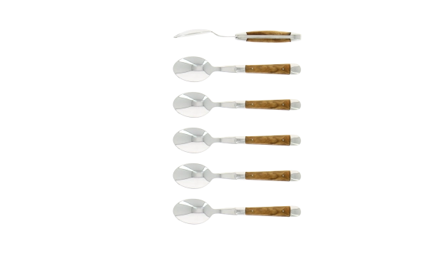 Cuillères à café, brillantes en olivier, coffret de 6
