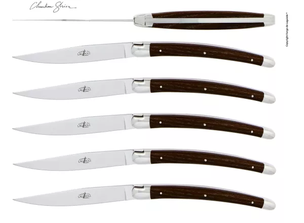 Couteaux de table Christian Ghion en frêne densifié, coffret de 6