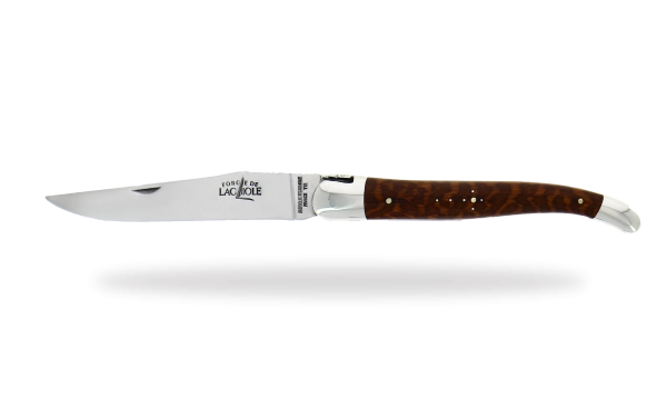 Couteau Laguiole pliant ciselé main en amourette finition brillante