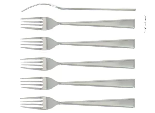 Essgabeln, Linie Elegance mit eckigem Griff, Finish glänzend, Set mit 6