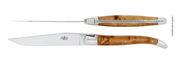 Tafelmesser, Finish glanzend mit Griff aus Wacholder, 2er Set