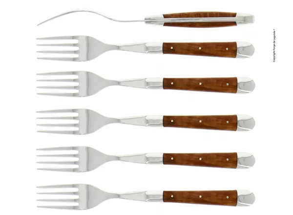 Essgabeln, finish glänzend mitt Griff aus Erika, Set mit 6