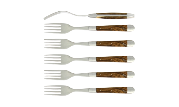Fourchettes satinées en pistachier, coffret de 6