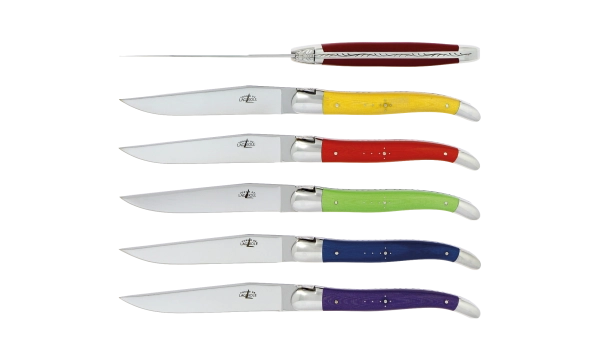 Couteaux de table brillants en tissu compressé multi, coffret de 6