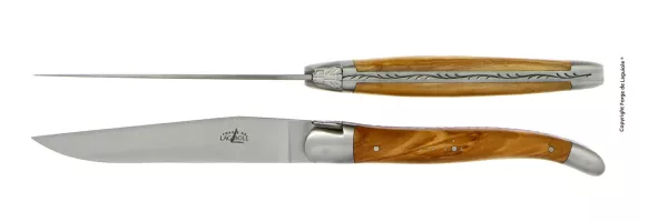 Tafelmesser, Finish matt mit Griff aus Olivenholz, 2er Set