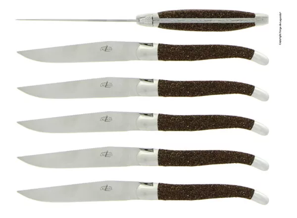 Couteaux de table satinés en Sable de Laguiole, coffret de 6