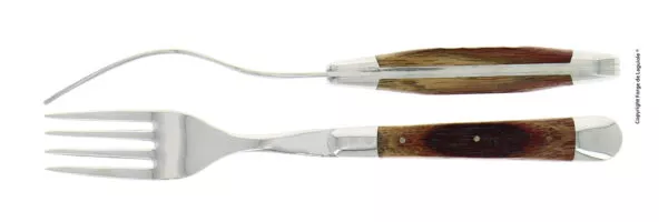 Essgabeln, finish glänzend mitt Griff aus Fasseiche, Set mit 2