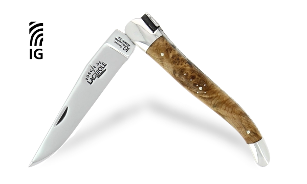 Couteau pliant 12 cm en genévrier, mitres inox finition brillante