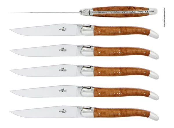 Couteaux de table brillants en Bruyère, coffret de 6