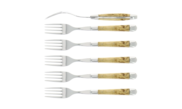 Fourchettes brillantes en bouleau, coffret de 6