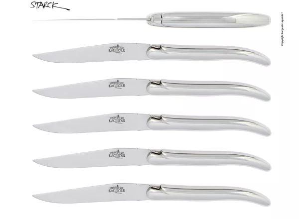 Couteaux de table Laguiole Philippe Starck en inox brillant, coffret de 6