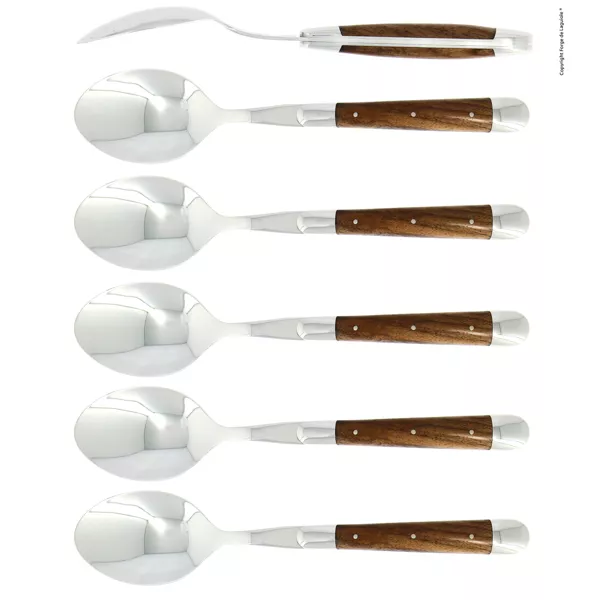 Esslöffeln, finish glänzend mitt Griff aus Nussbaumholz Set mit 6