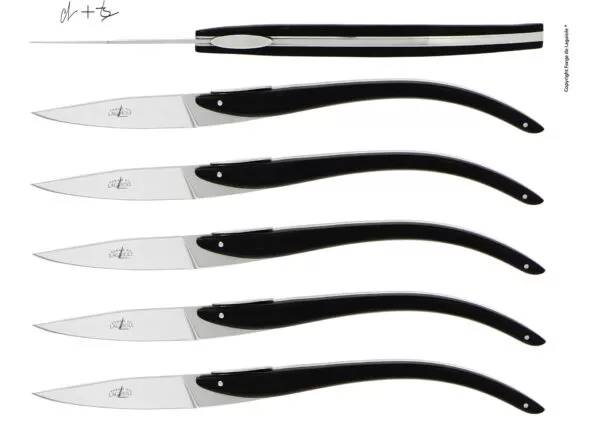 Couteaux de table C + B Lefebvre en ébène pour Anne-Sophie Pic, coffret de 6