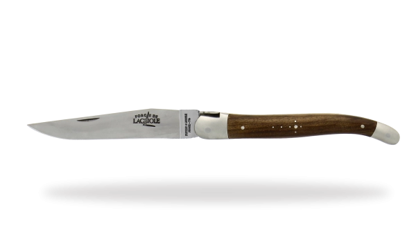 Couteau pliant de Laguiole ressort guilloché "Boraldes" manche en noyer finition satinée