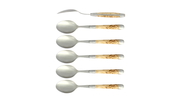 Cuillères à soupe, satinées en bouleau, coffret de 6