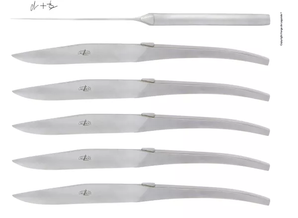 Couteaux de table C + B Lefebvre en inox satiné, coffret de 6