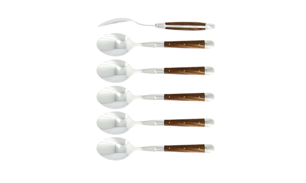 Cuillères à soupe, brillantes en noyer, coffret de 6