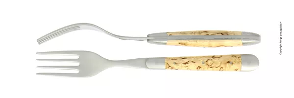 Essgabeln, finish matt mitt Griff aus Birkenholz, Set mit 2