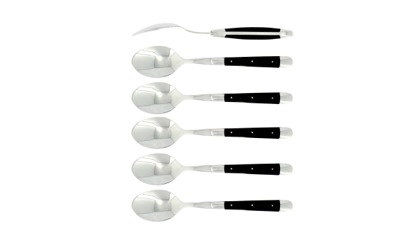 Cuillères à soupe, brillantes en acrylique noir, coffret de 6