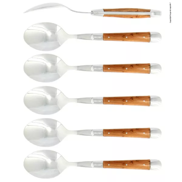 Esslöffeln, finish glänzend mitt Griff aus Wacholder Set mit 6