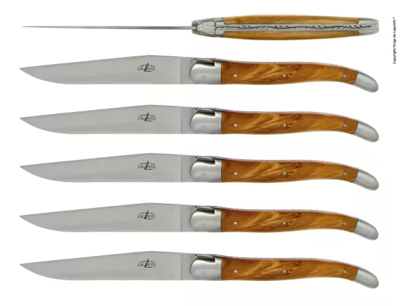 Tafelmesser, Finish matt mit Griff aus Olivenholz, 6er Set