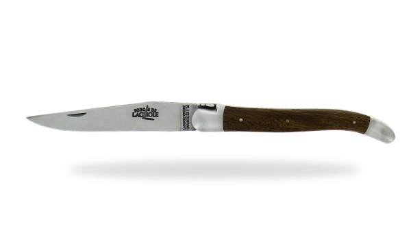 Couteau pliant ciselé main 11cm en écorce de chêne fossilisé 2 mitres finition satinée