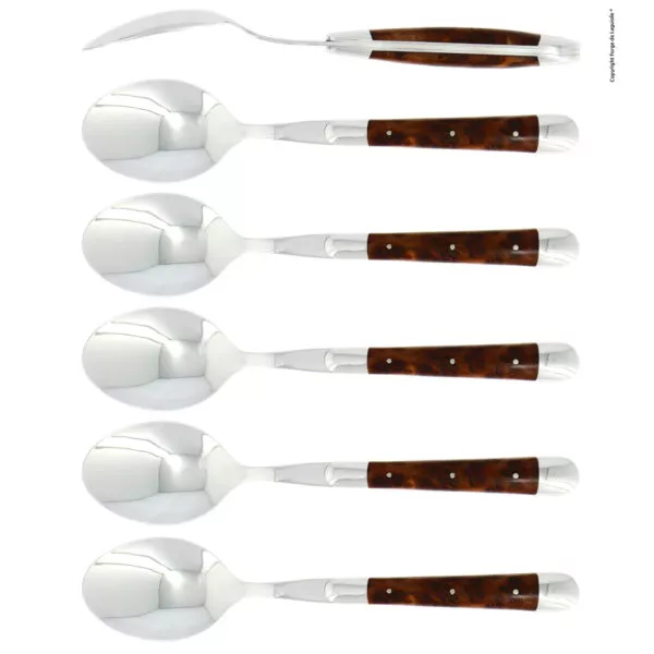 Esslöffeln, finish glänzend mitt Griff aus Thuja Set mit 6