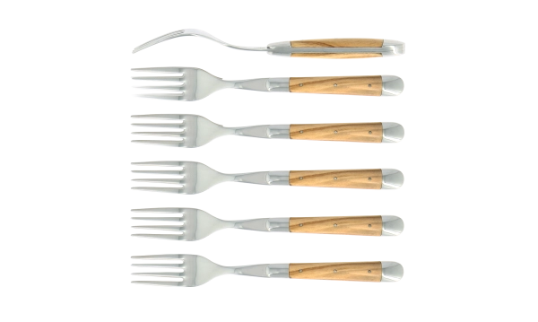 Fourchettes brillantes en olivier, coffret de 6