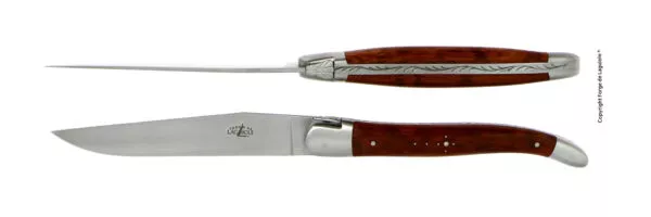 Couteaux de table satinés en Amourette, coffret de 2