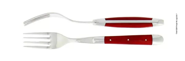 Essgabeln, finish glänzend mit Griff aus roter gepresster Verbundfaser, Set mit 2