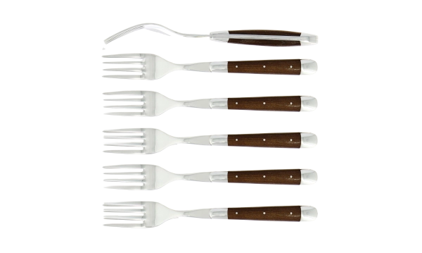Fourchettes brillantes en frêne densifié, coffret de 6