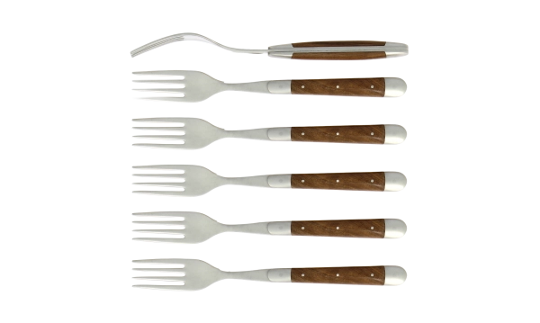 Fourchettes satinées en noyer, coffret de 6