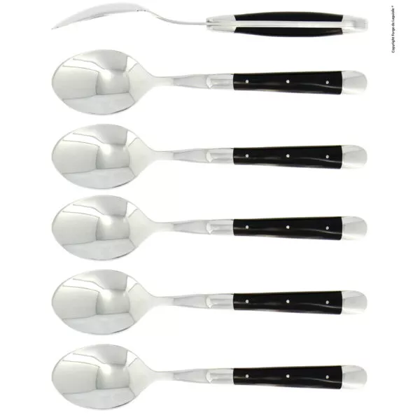 Esslöffeln, Finish glänzend mit Griff aus dunklem Horn, Set mit 6