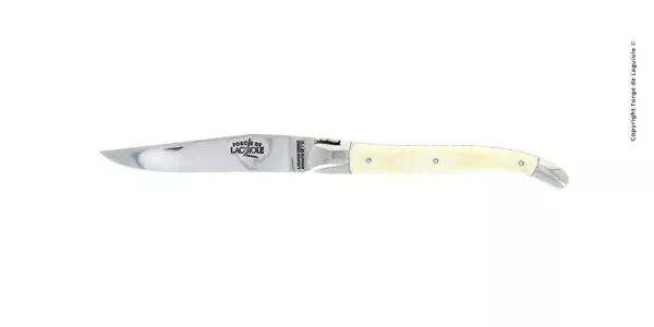 Couteau pliant ciselé main brillant en phacochère avec double platines