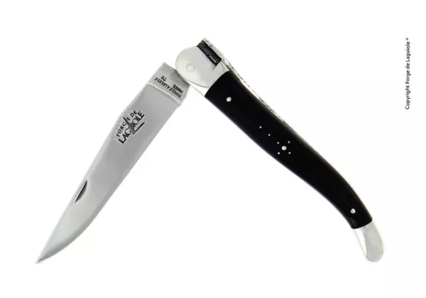 Taschenmesser, 12 cm, finish glanzend mit Griff aus dunklem Horn und Mitres aus Inox