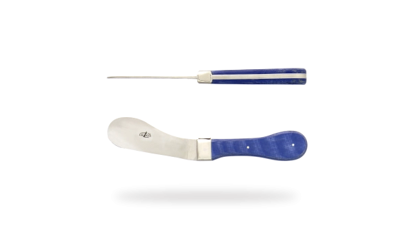 Cheese knife with blue compressed fabric by Roland Barthélemy