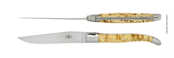 Couteaux de table satinés en Bouleau, coffret de 2