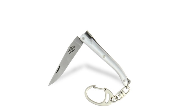 Couteau pliant 7cm en aluminium avec porte-clé, finition satinée