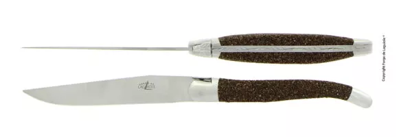 Couteaux de table satinés en Sable de Laguiole, coffret de 2