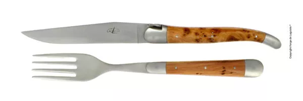 Tafelmesser und Gabel, Finish matt mit Griff aus Wacholder