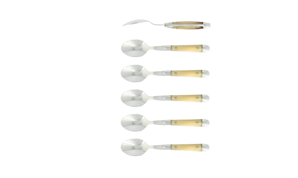 Cuillères à café, brillantes en pointe de corne claire, coffret de 6
