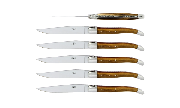 Couteaux de table brillants en pistachier, coffret de 6