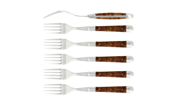 Fourchettes brillantes en thuya, coffret de 6